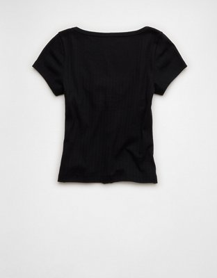 AE Pointelle Button-Up Baby Tee