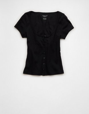 AE Pointelle Button-Up Baby Tee