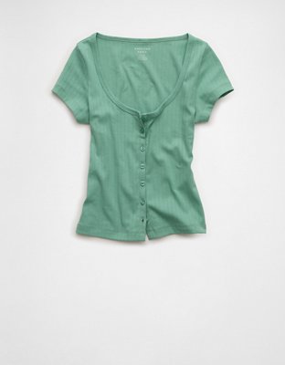 AE Pointelle Button-Up Baby Tee