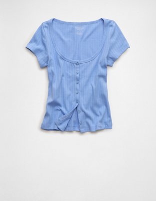 AE Pointelle Button-Up Baby Tee