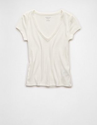 AE V-Neck Hey Baby Tee Women's White XXL