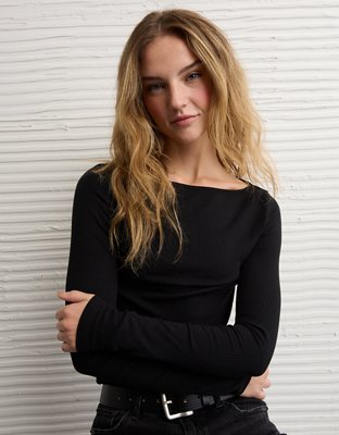 AE Long Sleeve Boatneck Baby Tee | American Eagle