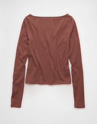 AE Long Sleeve Boatneck Baby Tee | American Eagle