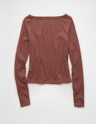 【draw drawers】Dot Boat Neck Long Tee AE Long Sleeve Boatneck Baby Tee | American Eagle
