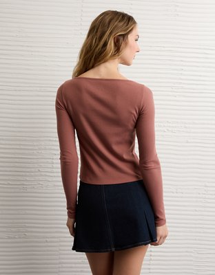 AE Long Sleeve Boatneck Baby Tee | American Eagle