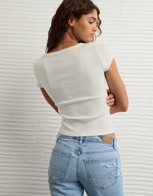 AE Scoop Neck Hey Baby Tee