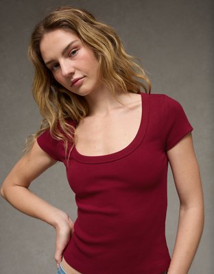 AE Scoop Neck Hey Baby Tee