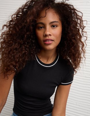 AE Tipped Crew Neck Bodysuit | American Eagle