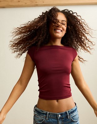 AE Short-Sleeve Boatneck T-Shirt | American Eagle