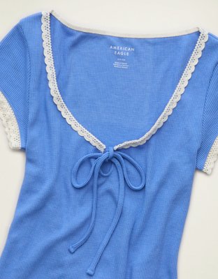 T-shirt gaufré à ouverture goutte d’eau Hé bébé AE