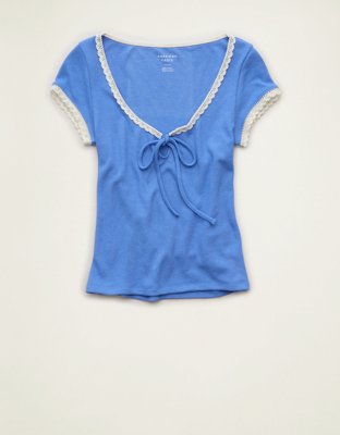 AE Keyhole Hey Baby Waffle Tee