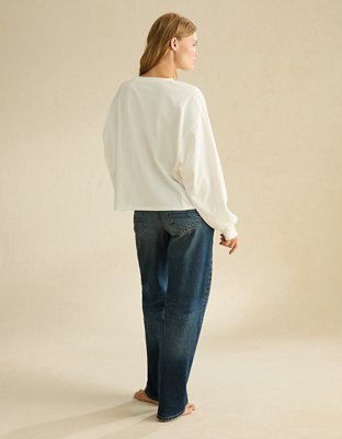 Женская футболка American Eagle AE Balloon Sleeve Crew Neck, цвет: Яркий белый — фото 2