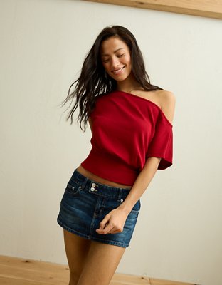 AE Off-the-Shoulder Cinched Sweater Tee