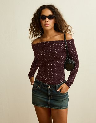 AE Foldover Off-The-Shoulder Bodysuit