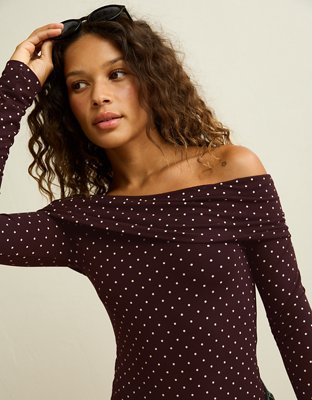 AE Foldover Off-The-Shoulder Bodysuit