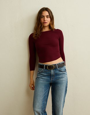 AE Cozy Waffle Boat Neck T-Shirt