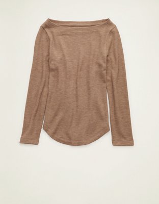 AE Cozy Waffle Boat Neck T-Shirt