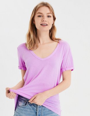 Women's Eric Wright Backer V-Neck T-Shirt - Ash - Tshirtsedge