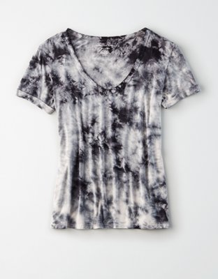Женские футболки American Eagle AE Soft & Sexy Tie Dye V-Neck T-Shirt — фото 3