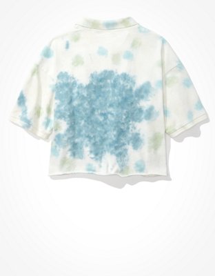 AE Cropped Tie-Dye Polo Shirt