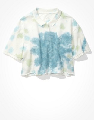 AE Cropped Tie-Dye Polo Shirt