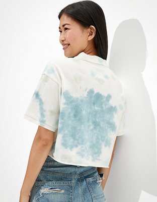 AE Cropped Tie-Dye Polo Shirt