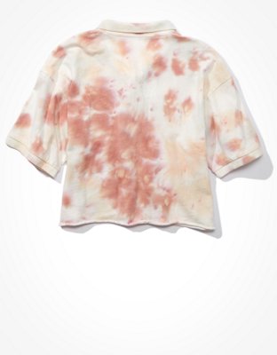 AE Cropped Tie-Dye Polo Shirt