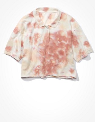 AE Camisa polo cropped con teñido Tie Dye