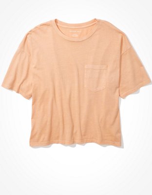 Image of AE Cropped Crew Neck T-Shirt Women's Tan XXS