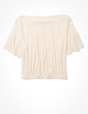 Image of AE Cinched Off-The-Shoulder T-Shirt Women's Blush XXS