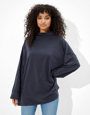 gray mock neck top