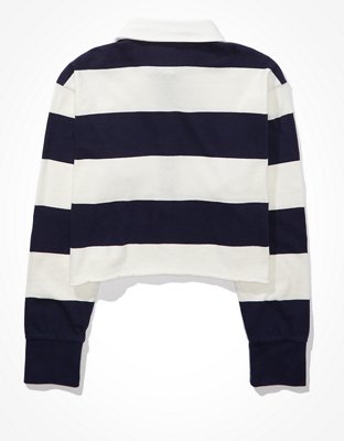 AE Striped Long-Sleeve Rugby Polo T-Shirt