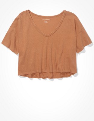 Женские футболки American Eagle AE Cropped V-Neck T-Shirt — фото 3