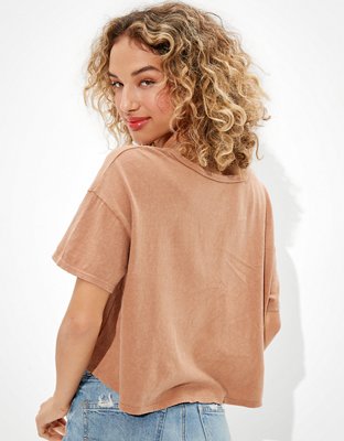 Женские футболки American Eagle AE Cropped V-Neck T-Shirt — фото 2