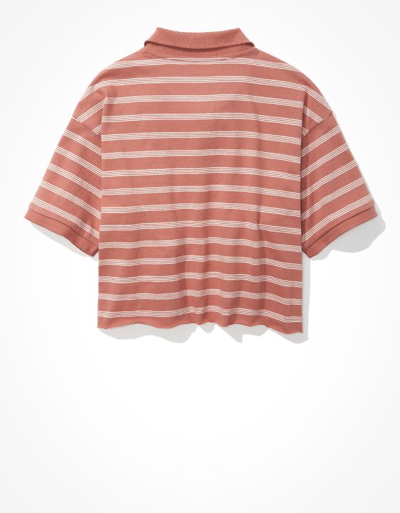 AE Cropped Striped Polo Shirt