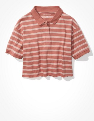 AE Cropped Striped Polo Shirt
