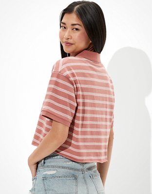AE Cropped Striped Polo Shirt