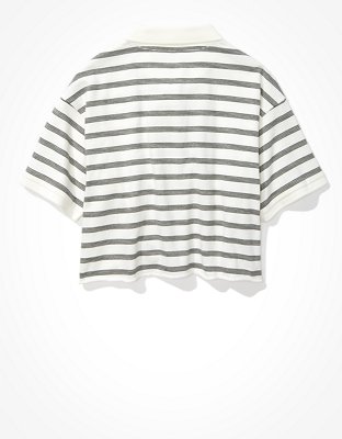 Женские рубашки American Eagle AE Cropped Striped Polo Shirt — фото 4