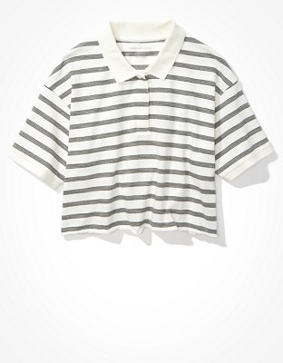 Женские рубашки American Eagle AE Cropped Striped Polo Shirt — фото 3