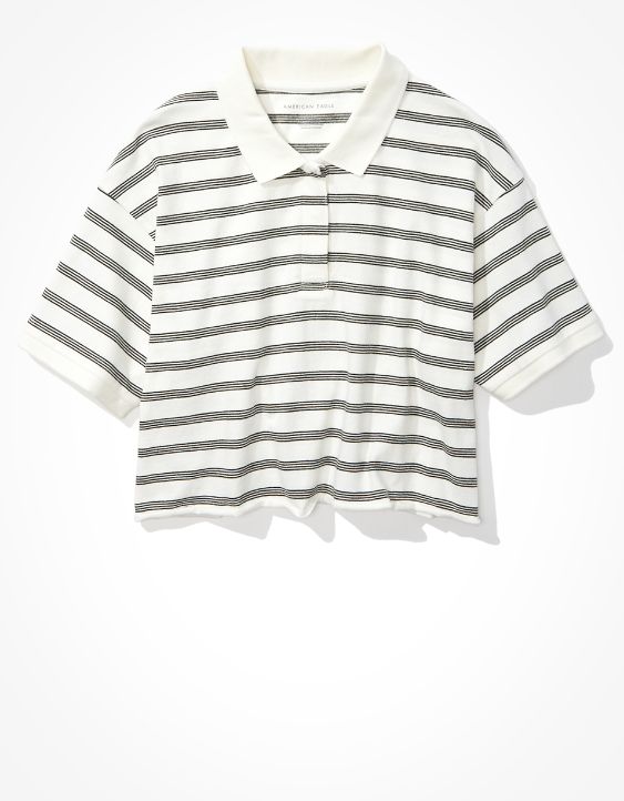 AE Cropped Striped Polo Shirt