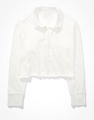 Женские футболки American Eagle AE Long-Sleeve Rugby Polo T-Shirt — фото 3