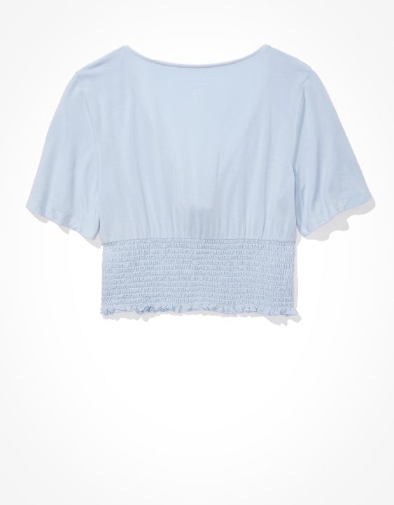 AE Smocked Tie-Front T-Shirt