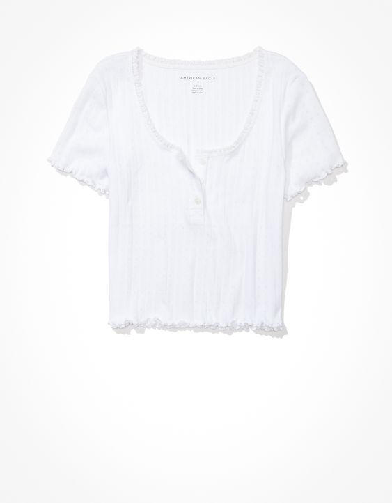 AE Lace Henley Baby Tee