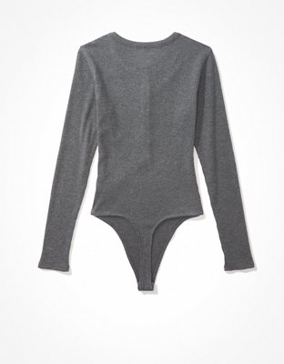 AE Long-Sleeve Plush Henley Bodysuit