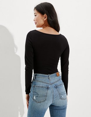 AE Long-Sleeve Scoop-Neck Bodysuit