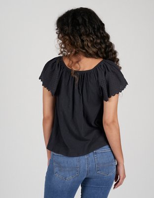 Женские футболки American Eagle AE Eyelet Flutter-Sleeve Tee — фото 2