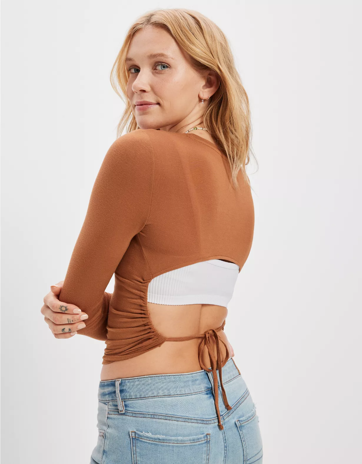 AE Soft & Sexy Long-Sleeve Open Back Tee