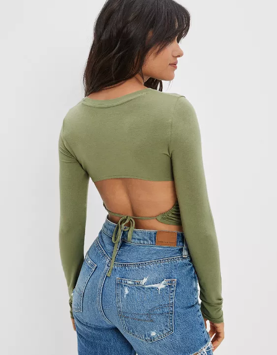 AE Soft & Sexy Long-Sleeve Open Back Tee