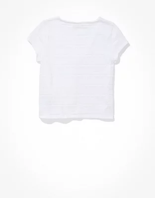 AE Button-Front Split Hem Tee
