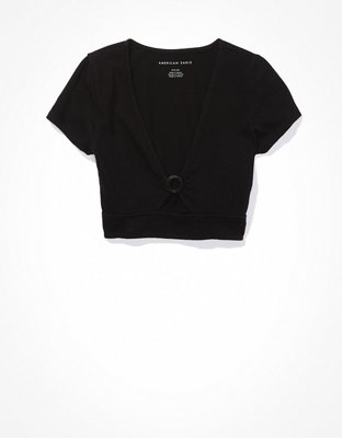 Женские футболки American Eagle AE Super Cropped Ring-Front Tee — фото 3